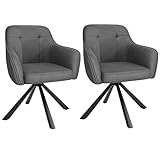 YOUDENOVA Esszimmerstühle 2er Set, 360° Drehbar mit Armlehnen, Samt Polsterstuhl für Esszimmer, Küche, Wohnzimmer & Büro, Stühle Esszimmer Dunkelgrau