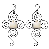 Wandkerzenhalter, Schwarzes Blatt Kerzenleuchter für Säule 2er Set Metall Wandleuchter Kerzen Wandkerzenhalter Kerzenhalter für Wand Wohnzimmer Schlafzimmer Esszimmer Dekor (Florid)