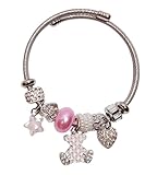 Nella Shopping Damen-Armband aus Edelstahl, verstellbar, mit Charms, Einheitsgröße, Edelstahl, Künstliche Materialien
