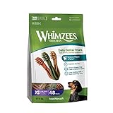 WHIMZEES Zahnbürste, Kaustangen für sehr kleine Hunde, Hundesnack zur Zahnpflege, Größe XS, 48 Stück, ohne Zuckerzusatz, getreidefrei, natürlich, fettarm