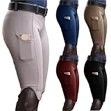 GMGQJST Reithose Damen Reithosen Kleidung for Frauen Männer Mode Hohe Taille Hose Elastische Reithose(Red,S)