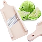 BAUSTER® Krauthobel Gemüsehobel Sauerkrauthobel Kohlhobel Gurkenhobel Hobel 3 rostfreien scharfen Messern, Kohlhäcksler Hölzerne Shredder Cutter Grater Slicer für Gemüse Obst