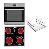 Bauknecht HEKO 500 Pyro - Herd-Kochfeld-Kombination/Einbau-Herd mit Display und Pyrolyse (65 l)/ Glaskeramik-Kochfeld (60 cm)/ 4 Kochzonen, davon 1 Bräter-ZweikreisKochzone, 1 DUO-ZweikreisKochzone