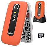 TRUE S70 Seniorenhandy Klapphandy ohne Vertrag, 2G Handy mit großem 2,8 Zoll Farbdisplay, Sturz-Notruf, SOS Notruftaste, extra laut, großen Tasten, Schnellwahl, Schrittzähler, Ladestation, Orange