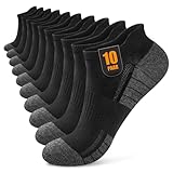 Effeet Sneaker Socken Herren Damen 10 Paar, Atmungsaktive Baumwolle Sportsocken, Kurz Halbsocken Laufsocken Schwarz 43-46