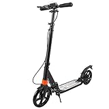 Scooter Kickscooter Erwachsene Kinder Tretroller mit Federung 200mm Rädder Klappbar Höhenverstellbar Cityroller mit Handbremse Fußbremse (Schwarz)