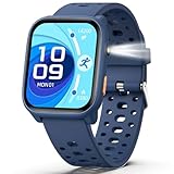 Smartwatch Kinder, Fitness Tracker Uhr Digitale Fitnessuhr mit Schrittzähler, 24/7 Puls, IP68 Wasserdicht, Schlaf-Monitor, Wecker, Puzzle-Spiele, 1,85' HD-Touchscreen für Mädchen Jungen 6-16 (Blau)