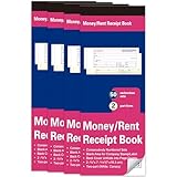 Quittungsbuch, 7,9 x 18,3 cm, 2-teilig, selbstdurchschreibend, Quittungsbuch mit Durchschreibungen, Mietkassenbuch, 50 Sets pro Buch, 4 Packungen