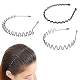 3 Stück Welle Metall Stirnband, Unisex Rutschfestes Elastisches Stirnband, Welle Haarreif Männer Damen, Mehrere Stile, Geeignet für Sport, Fitness, tägliches Make-up