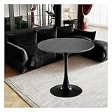 Moderner Esstisch mit Granitplatte und Metallsockel, rundes Tulpen-Design, für Küche und Esszimmer, Couchtisch oder Beistelltisch, schwarz, 70 cm