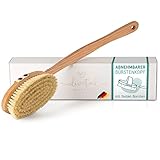 Ulivital Körperbürste mit FESTEN Borsten 100% vegan - Made in Germany - Trockenbürste für intensives Ganzkörperpeeling - Massagebürste für Frauen reduziert Cellulite - Rückenbürste mit langem Stiel