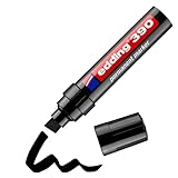 edding 390 Permanentmarker - schwarz - 1 Stift - dicke Keilspitze 4-12 mm - wasserfest, schnell-trocknend - Multimarker, Universalstift - für Karton, Kunststoff, Holz, Metall, Glas, Stein, Leinwand