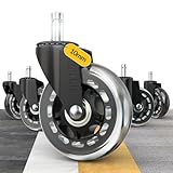 HOLKIE Bürostuhl Rollen für Bürostühle 5er-Set für Parkett Hartbodenrollen Boden 10x22 mm Transparent Schreibtischstuhl Gummirollen für Stühle als Computer-Gaming-Stuhl Bürostuhlrollen Sehr Leise