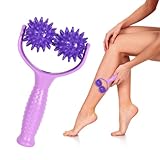 Massageroller mit Noppen, 2 Massagebälle Massage Roller, Massageroller mit Griff und Noppen Selbstmassagerolle, 2 Massagebälle Massage Roller für Beine Rücken Arme Schultern Muskelschmerzen (Lila)