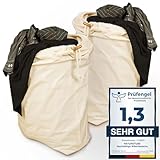 Naturstube® Wäschesack 2er-Set, 67 x 87cm EXTRA große & strapazierfähige Wäschebeutel Reise, 100% Baumwolle [Öko-Tex zertifiziert], Wäschesack Groß, Laundry Bag, auch Nikolaussack & Weihnachtssack XXL