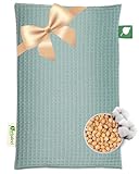 HERBALIND Wärmflasche Kirschkernkissen Waffel in Box - 100% OEKO TEX Baumwolle - Wärmekissen Körnerkissen Mikrowelle Natur Handmade in Germany für Erwachsene Kinder - 600g, 20x30cm (grün)