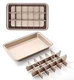 SVNR Brownie Tin Antihaft Brownie Cake Tin Carbon Steel Brownie Tin for Baking & Precut Brownie Tray Rectangular 18 Cavity Brownie Pan with Removable Base 12 Inches