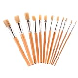 12 Stück Borstenpinsel Set, Malerpinsel Set, Schulmalpinsel-Sets mit Holzgriffe, Kunst und Handwerk (Größen 2,3,4,5,6,7,8,9,10,11,12)