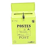 jojofuny Vintage Wandbriefkasten Aus Mit Schloss Grüner Landhausstil Dekorative Wandmontage Sichere Briefablage Für Zuhause Inklusive Zeitungsrolle Rustikales Design