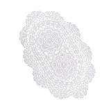 Nishiyuenyi Weiße, Gehäkelte Baumwolle, Spitzendeckchen, Tischsets, Deckchen, Matte, 50 cm, Weiß, 25 * 35cm