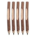Veesper 5pcs Holzstift, natürlicher Holzstift, dreidimensionale Nicht-Schlupf-Kugelstifte, glattes Schreiben schwarzer Tintenstifte für Büroschulengeschenke