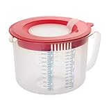 Dr. Oetker Mess- und Rührbecher 2,2 L, Messbecher mit unterschiedlichen Messskalen, Rührbecher mit Spritzschutz, Becher aus hochwertigem Kunsstoff (Farbe: Rot/Transparent), Menge: 1 Stück