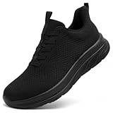 DimaiGlobal Herren-Schlupfschuhe, Freizeit-Sneaker, Tennisschuhe, rutschfest, athletisch, leicht, Workout-Schuhe, atmungsaktives Netzgewebe, modische Sportschuhe, Schwarz, 41.5 EU
