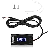 Motorrad uhr, Akozon 3-in-1-Motorrad-Voltmeter-Thermometer-Spannungsanzeige für Elektronische Uhr IP67 Wasserdichtes Messgerät 6V-30V