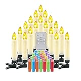 Dixmas Weihnachtskerzen LED 20 stk mit Fernbedienung und Batterien,LED Kerzen mit Timerfunktion, Flammenlose Christbaumkerzen Kabellos