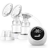 Milchpumpe Elektrische, Elektrische Milchpumpe Doppel HD LED Display, Schmerzfreie Stillpumpe mit Stufenlosem Drehknopf ;Saugkraft, Wiederaufladbar, BPA-frei, Leise