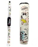 KID´S YEAR Digitale LED-Uhr für Jungen und Mädchen, Cartoon, zum Lernen der Zeit auf lustige Weise, Silikonarmband, kompatibel, Snopy, mediani