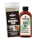 SCHRADER Holz Öl farblos - Möbelöl - Pflegeöl für Holzmöbel & Holzoberflächen - 2-teilig - Made in Germany
