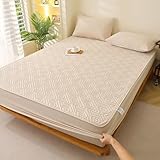 Daesar Spannbettlaken Topper 200x220 mit 2 Kissenbezüge 48x74CM, Spannleintuch Boxspringbett Baumwolle Unifarben Matratzenschoner Spannbettlaken rutschfest Khaki