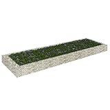 Gabionen-Hochbeet aus Metall, 300x100x20 cm Verzinkter Stahl Freistehendes Hochbeete für Garten und Balkon, Pflanzkasten für Garten, zum Anbau von Gemüse, Blumen und Obst