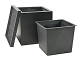 Casaflora Komplettset 3-teilig: Pflanzkübel mit Untersetzer und Einsatz, schwarz 40x40x40