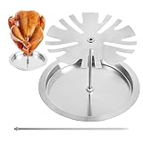 Drumstick Rack für Grill, Edelstahl Huhn Lutscher Rack Drumstick Grill Halter, 15 Slots Bräter Ständer mit Abtropfschale, Grillzubehör für Grill Ofen, Picknick