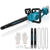 Bürstenlose Kettensäge kompatibel mit Makita 18V Akku, 12 Zoll Mini-Kettensäge kabellos mit Auto-Öler & Sicherheitsschloss, 1000W Handkettensäge für Baumbeschneidung, Astholzschneiden (ohne Akku)