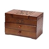 ChengBeautiful Schmuckkoffer Storage-Box Schmuck Ornamente Klassische Schnitzereien Mit Spiegelschicht 3 Earrling Veranstalter Schmuck Armbänder Personalisierte Geschenke Für Sie