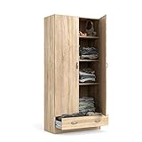 Dmora Kleiderschrank mit zwei Türen und einer Schublade, Eichenfarbe, 79 x 35 x H171 cm