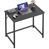 VASAGLE Schreibtisch, Kleiner Computertisch, Bürotisch, für Arbeitszimmer, Schlafzimmer, 50 x 80 x 76 cm, Industrie-Design, Metallgestell, ebenholzschwarz-tintenschwarz LWD038B56