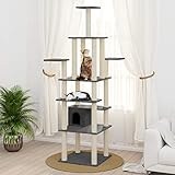 RONGQI Kratzbaum mit Sisal-Kratzsäule, Katzenkratzbaum, Kletterwand, Kratzbäume Für Katzen, Kratzstamm, Kratzbaum Deckenspanner,n Dunkelgrau 183 cm