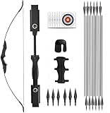 Recurve Bogen und Pfeile Set Bogenschießen Takedown Bogen Jagd 30/40lbs Erwachsene Jagdschießen Outdoor Anfänger Schießen mit Bogenschießen Zubehör Langbogen Set (30lbs Bogen Set)