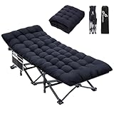 Sportneer Feldbett mit Matratze, Klappbett Breite 71cm Tragfähigkeit 204KG Gästebett Campingbett Feldbett Mit Aufbewahrungstasche für Erwachsene Outdoor Indoor Garten Camping Reisen (schwarz+schwarz)