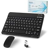 Kabellose Bluetooth-Tastatur und -Maus-Kombination – 25,4 cm wiederaufladbar, lange Akkulaufzeit über 30 Tage, ultra-leise Tasten, kompatibel mit iPad, Laptop, Android und Windows (schwarz)