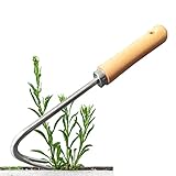 ENLACE Unkrautstecher Edelstahl Garten Manueller Weeder Wurzeljäter Gartengerät,Unkrautjäter mit Holzgriff,Wurzeljäter Unkrautgabel für Garten zum Graben, Umpflanzen, Jäten