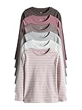 THE SET Mädchen Regular Fit Kurzarm-T-Shirts, 6er-Pack Brown/Cream/Pink/Grey Marl 7 Jahre