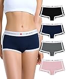 BAJAOEY Boxershorts Damen Baumwolle Unterwäsche Frauen Atmungsaktiven Hipster Panties Unterhosen Hotpants Damen 4er Pack M
