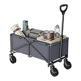 WOLTU Bollerwagen Faltbarer，mit Verstellbarem Griff für alle Gelände，78x43x90cm，Tragkraft 80kg， zusammenklappbarer Wagen für Camping， Einkaufen，Strand，Grau