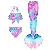 Nlaayong 𝙈eerjung𝙛rauen𝙛losse Mädchen Mit Bikini Set schwimm𝙛lossen Kinder 𝙈eerjung𝙛rau Bikinis Badeanzug 𝙛lossen 𝙈eerjung𝙛rauen Badekleid Badebekleidung Für 4-13 Jahre Sommer Neu
