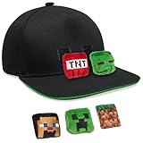 Minecraft Baseball Cap Kinder Mütze mit Abnehmbaren 3D Accessoires, 100% Baumwolle - Gamer Geschenke für Kinder(Schwarz)